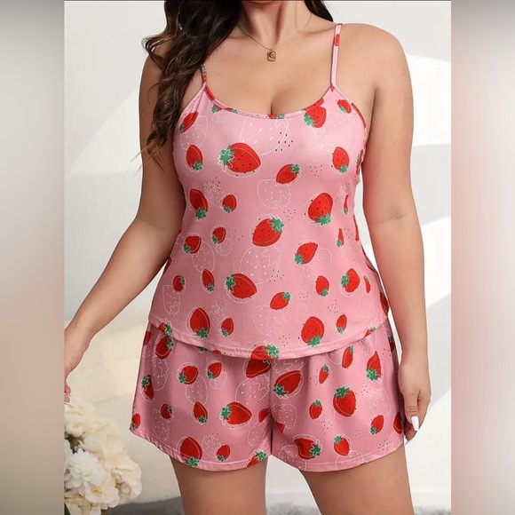 Strawberry Print 2 PC Pajama Set - Picture 2 of 5